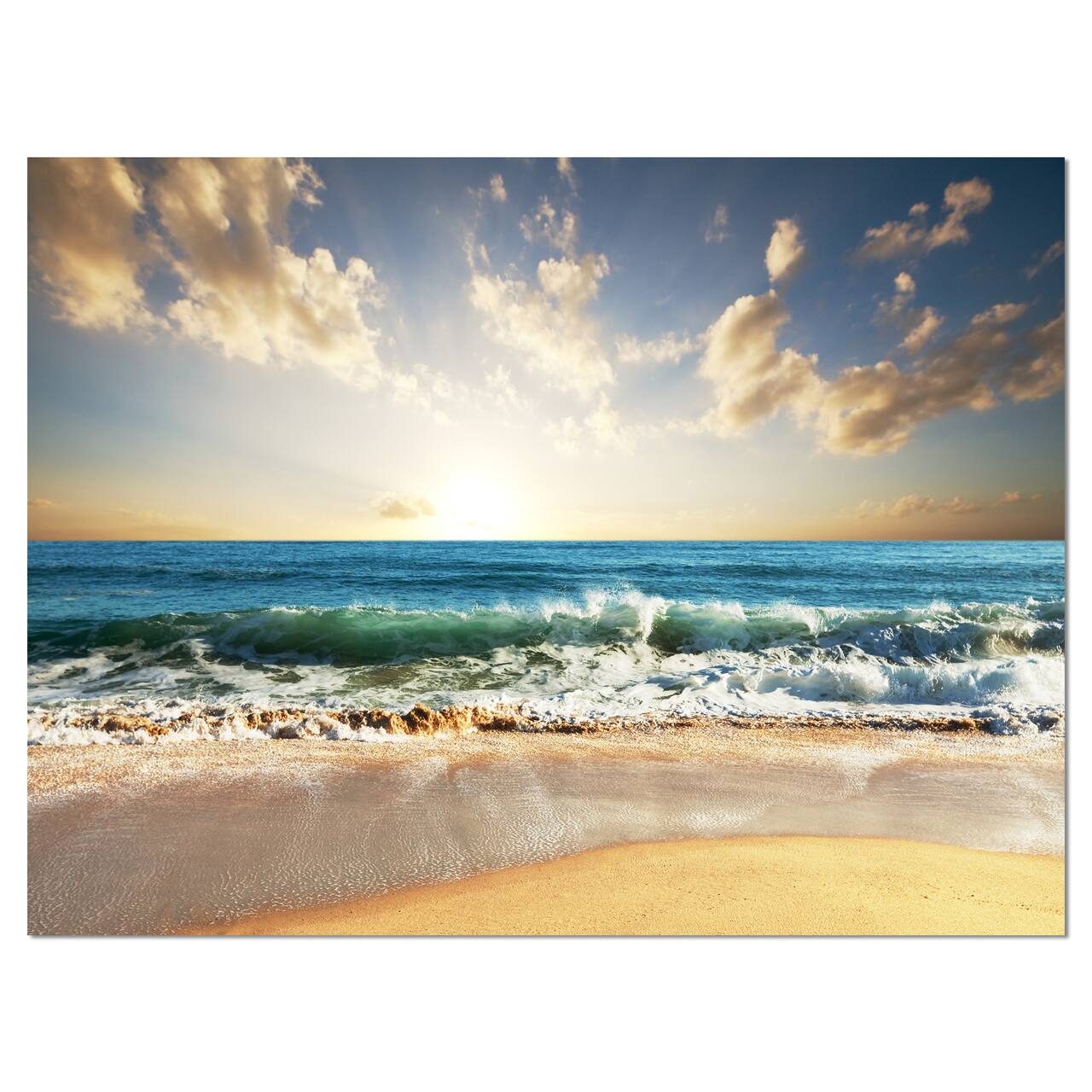 Designart - Cloudy Sky and Vibrant Blue Sea - Seascape Canvas Art Print
